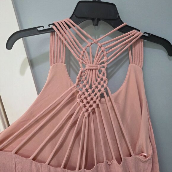 JustFab Pink Macrame-Back Maxi Dress XXL NWOT | Boho Summer Beach Vibes - Picture 5 of 12